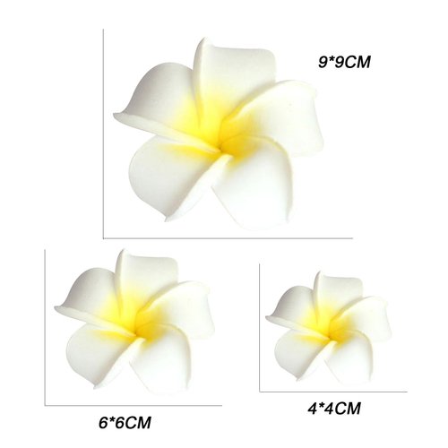 Koolgil Women's Fashion Hawaiian Foam Plumeria Flower Clips Plumeria Flower Bowknot Hair Clip for Bridal Wedding Luau Beach Tropical Vacation Party Hair Decorations (3 Sizes White)