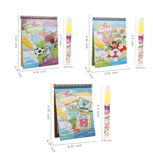 Painting Water Coloring Books Set for Kids Water Drawing Coloring Book with Pen Early Educational Toys for Toddlers Boys and Girls 3 PCS（Transportation Tool Sporting and Creative Graphics）