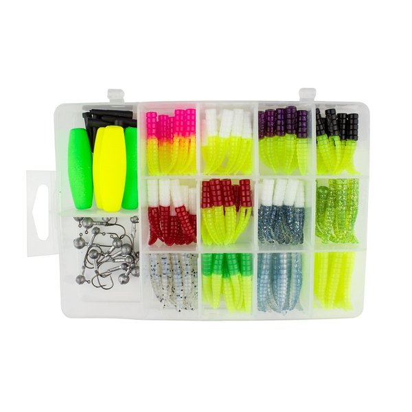 Crappie Magnet Best of the Best Kit, Fishing Equipment and Accessories, Fishing Lures, 96 Bodies, 15 Double Cross Jig Heads, 4 E-Z Floats