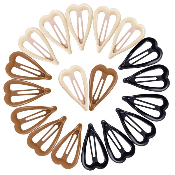 Cptots Metal Snap Hair Clips Heart Shape Hair Barrettes for Women Non Slip Hair Clips For Thick and Thin Hair,Brown,1.9 x 1.1 Inches,18 PCS