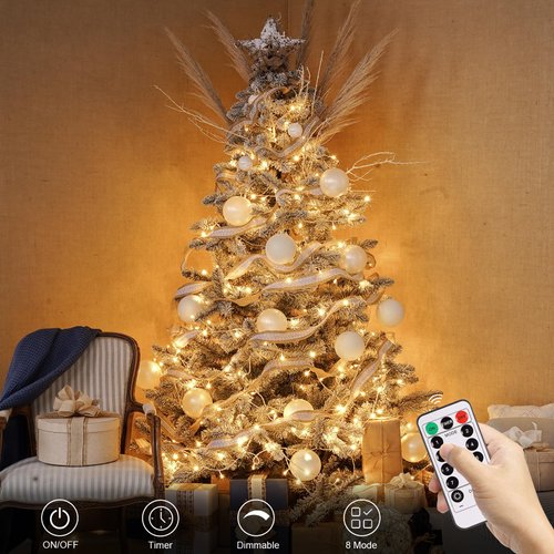 echosari String Lights Battery Powered, 33Ft 100 LED Warm White Outdoor Fairy String Lights with Remote Dimmable Timer 8 Modes for Wedding Party Garden Decoration