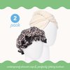 Turbie Twist Deluxe Wet Dry Set - Microfiber Hair Towel Wrap & Stylin' Shower Cap - Travel & Bathroom Essentials - Quick Dry Hair Turban (Tan) & Reusable Shower Cap (Leopard Print)
