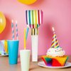 Unique Vibrant Rainbow Stripe Squawker Blowouts, 8 Count, Eco-Friendly Paper Celebration Noise Makers - Perfect For Birthday Parties & Events