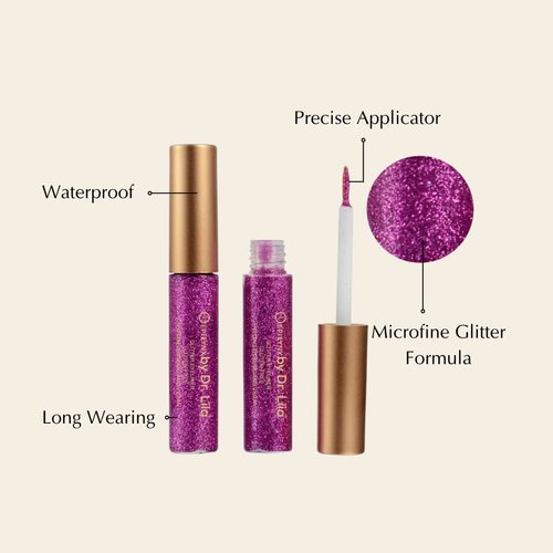 EPILYNX by Dr. Liia Hypoallergenic Eyeliner, Glitter Liquid Eyeliner I Gluten Free and Vegan for Sensitive Skin (9: Purple Pink)