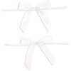 Juvale 100-Pack Twist Tie Bows for Crafts, Pre-Tied Satin Ribbon for Gift Wrap Bags, Party Favors, Baked Goods, Cookies, Mini Bowties for Hair Decorations (2.5x3 in, White)