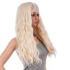 SWACC 26-Inch Women Long Wave Curly Synthetic Hair Full Wig with Wig Cap (Platinum Blonde)