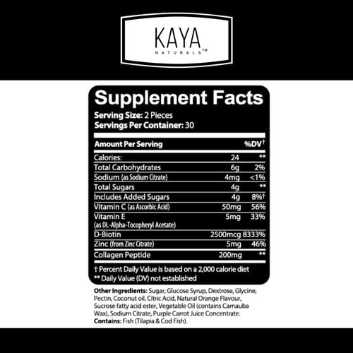 Kaya Naturals Collagen Gummies for Men & Women Supplement | Nature Made Gummies - 1000mg of Hydrolyzed Collagen, Vitamin C, Selenium & Biotin, Strawberry Flavor - 60 Count Gummies