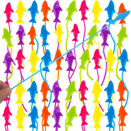 Hoarost 60 Pcs Sticky Shark Toys Novelty Colorful Stretchy Shark Toys for Kids Birthdays Carnival Easter Party Favors Classroom Rewards Goodie Bags