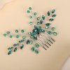 BERYUAN Green Crystal Rhinestone Hair Comb Teardrop Rhinestone Wedding Headpiece Silver Green Crystal Wedding Comb for Women Silver Bridal Headband for Wedding