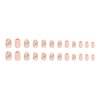 Spring New Year Press on Nails Short Almond French Fake Nails, Orange Leaf Flower Acrylic Nails Tip, Natural Fit Glossy Gel Manicure Stick on Nails with Glue, False Nails Kit 12Sizes 24Pcs