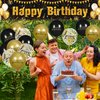 Black Gold Birthday Banner Balloons Decorations, Black and Gold Happy Birthday Yard Banner 18PCS Birthday Confetti Balloons for Boys Girls Men Women Anniversary Birthday Party Supplies Outdoor Decor