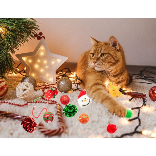 Fashion's Talk Holiday Festive Red Variety Pack Gift Box Cat Toy with Catnip, Box 20 Count