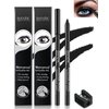 LYSdefeu 2Pcs Black Waterproof Smudge-proof Gel Eyeliner Pencil, Fade-Proof Eye Liner Pencil Soft Smooth Easy-to-Sharpen Pencil for Women Cat Eye/Smoky Eye Makeup with Pencil Sharpener