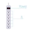KMC 6-Outlet Power Strip 3-Pack, Overload Protection, 3-Foot Cord, White