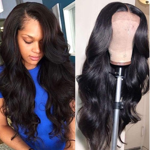 Wingirl 13×4 Lace Front Human Hair Wigs for Women 12A HD Transparent Body Wave Lace Front Wigs Human Hair Pre Plucked Bleached Knots (18 Inch (Pack of 1), 220% 1B# Color)