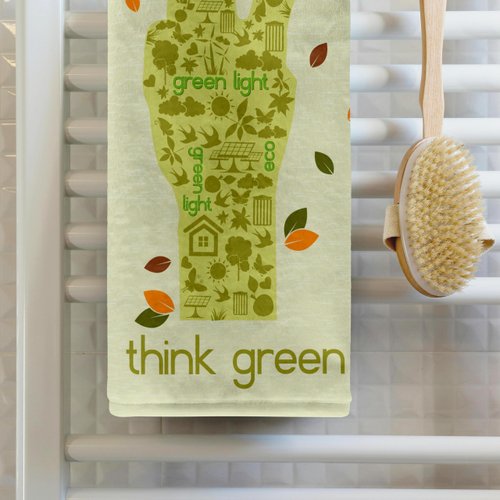 3dRose Earth Day Eco-Friendly Environmental Peace Hand Think Green - Towels (twl-104521-2)