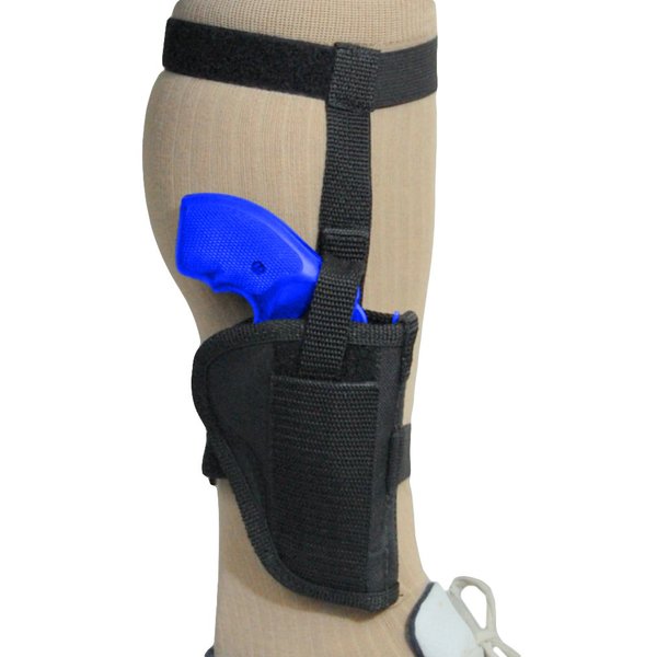 Barsony Black Nylon Ankle Holster for TAURUS 85 405 415 right
