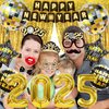 YQUQWN 84 PCS Happy New Years Party Decorations Set 2025, 4D Disco Ball New Years Eve Party Supplies, New Year Balloons, NYE Party Decorations Tassel Curtains, Happy New Year Decorations Supplies 2025