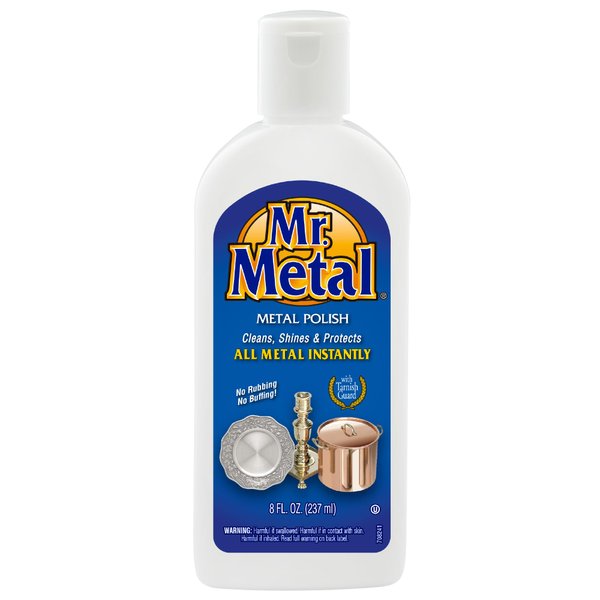 Mr. Metal Metal Polish Liquid All Metal Multipurpose Cleaner, Non-Abrasive, Instant Sterling Silver Cleaner, Brass and Stainless Steel Cleaner, Grime and Tarnish Remover, Chrome Silver Polish, 8 oz