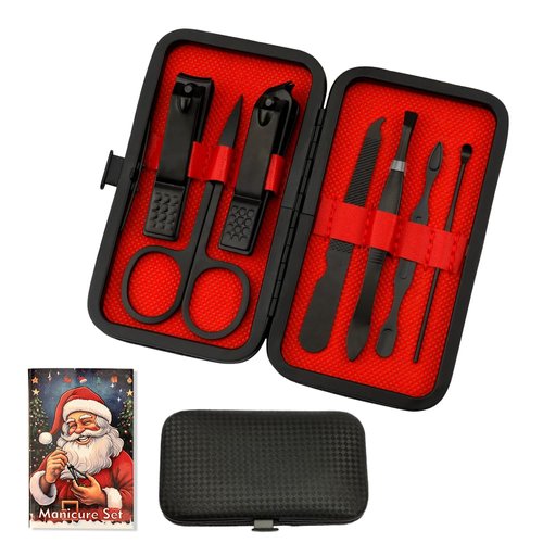 Manicure Set, Manicure and Pedicure Kit, Nail Clipper Set, Nail Care Black Kit, Nail Kit for Beginners with Everything, Nail Clipper 7pcs, Grooming Kit Stainless Steel,Gifts for Friends,Men,Women