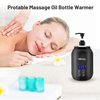 Massage Oil Warmer Bottle Professional Electric Lotion Digital Heater for SPA, Automatic Oil Warmer Heated Oil Lotion Cream for Salon, Barber Shops, Home, with Two Oil Bottle Dispenser (Black)