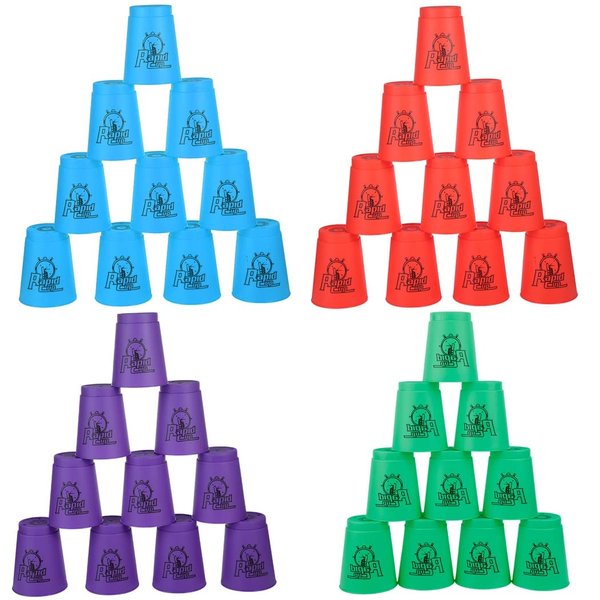 Cibolar Sport Stacking Cups, 48pcs Sports Stacking Cups Training Games for Travel Party Challenge Competition Gift for Kids and Adults, Blue+Green+Orange+Purple