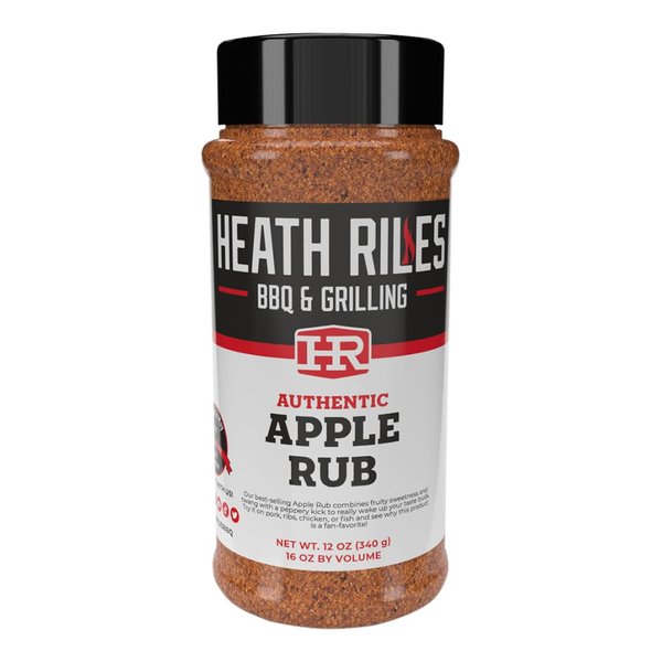 Heath Riles BBQ Apple Rub Seasoning, Champion Pitmaster Recipe, Shaker Spice Mix, 12 oz.