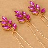 Girls' Princess Hair Ornament Sparkly Crystal Beaded Junior's School Party Hair Pins Homecoming Sweet 16 Headpieces Pack of 3,Fuchsia