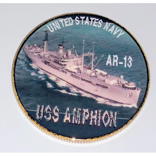 Navy USS Amphion AR-13 Colorized Challenge Art Coin