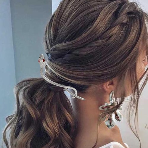 JAKAWIN Snake Hair Clip Silver Minimalist Hair Claw Halloween Hair Accessories Women