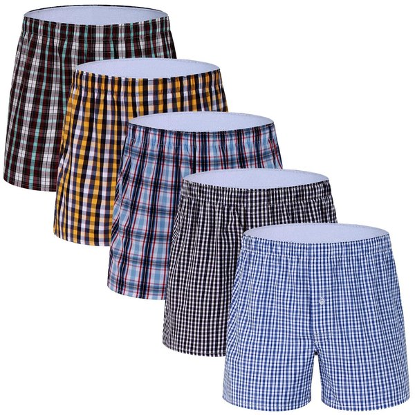 M MOACC Men Boxers 100% Cotton Mens Boxer Briefs Button Fly Shorts Premium Underwear Pack 5,Medium