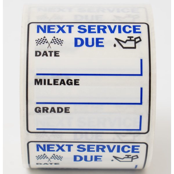 Oil Change Stickers 250 Pcs Per Roll-Service Reminder Stickers-2 inches x 2 inches Premium Clear Stock-Windshield Stickers-Checkered Flag- Peel & Write and Stick with No Residue Car Sticker