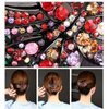 Yusier 4 Pack Gorgeous Crystal Hair Accessories Hair Clips Hair Bun Hair Clips for Women Duckbill Clips for Long Hair Ponytail Rhinestone Flower Styling Hair Clips (A)