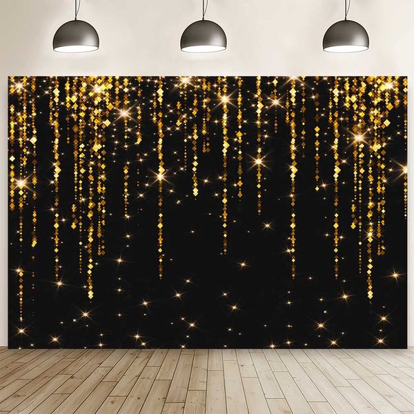 AIBIIN 7x5ft Black and Gold Graduate Backdrop Wedding Anniversary Sparkles Photography Background Prom 2024 Gold Bokeh Dripping Birthday Party Decoration Congrats Grad Class of 2024 Photo Studio Props