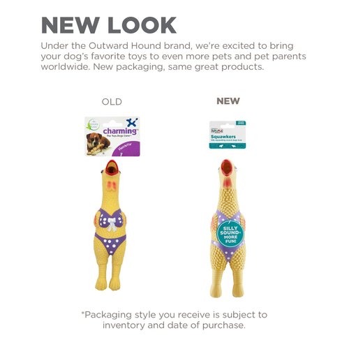 Outward Hound by Charming Pet Squawkers Henrietta Latex Rubber Chicken Interactive Dog Toy, Small