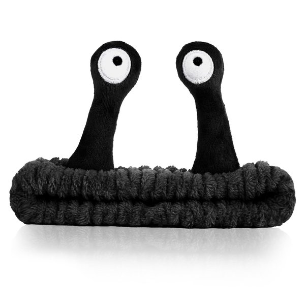 SuPoo Black Snail Face Wash Headband Funny Skincare Spa Headband Cute Alien Puffy Makeup Headbands for Women Stretchy Antenna Eyes Hair Wrap Hair Band for Washing Face Hair Accessories
