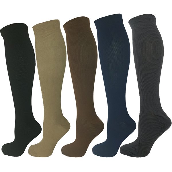 Swell Relief 5 Pair Moderate Compression Socks, 15-20 mmHg. Assorted Colors L/XL