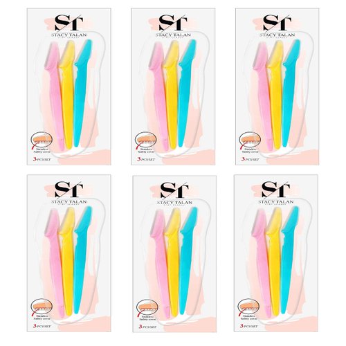 Stacy Talan Eyebrow Razor 18 Pcs Facial Shaver Multipurpose Exfoliating Darmaplane Tool with Precision Cover for Women 6 Packs