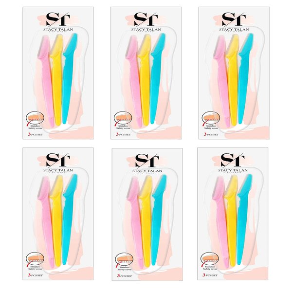 Stacy Talan Eyebrow Razor 18 Pcs Facial Shaver Multipurpose Exfoliating Darmaplane Tool with Precision Cover for Women 6 Packs