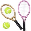 Kisangel 2 Sets Mini Tennis Racket and Ball Set 1:12 Miniature Tennis Kit Dollhouse Tennis Toy Mini Tennis Cake Topper for Sports Equipment