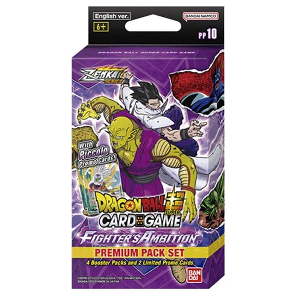 BANDAI NAMCO Entertainment Dragon Ball Super Trading Card Game Fighter's Ambition Premium Pack Set PP10 [4 Booster Packs + 2 Exclusive Promo Cards]