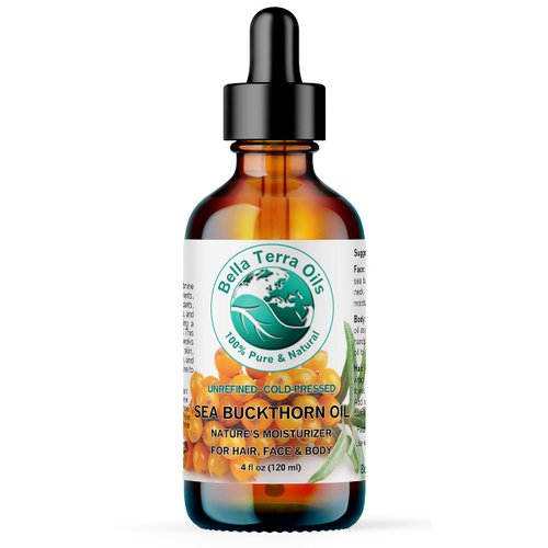 Bella Terra Oils - Organic Sea Buckthorn Oil 2 oz - Dive into Rich Essence of Organic Sea Buckthorn Berry, Packed with Vitamin C, E, & A, Omega-Fatty Acids Delight for Face