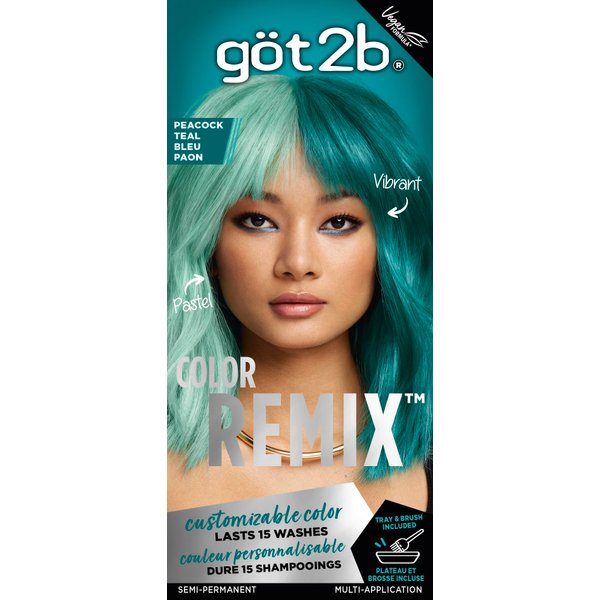 Got2b Color Remix, Customizable Semi-Permanent Hair Color, 097 Peacock Teal