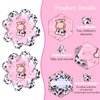 Funny Moo Cow Hair Clips Cute Cow Print Hair Clip White Pink Curly Flower Hair Pins Bowknot Grosgrain Ribbon Hair Alligator Clips Toddler Girl Hair Accessories for Baby Shower Party 2Pcs