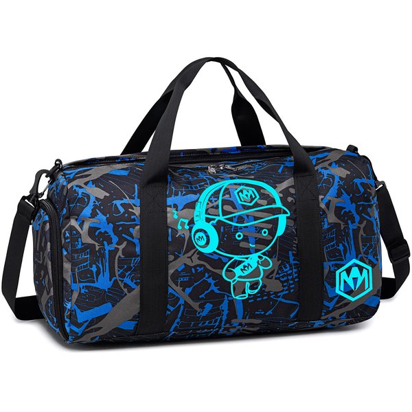 Kids Overnight Duffle Luminous Sport Gym Gag with Shoe Compartment & Wet Pocket Small Sleepover bag Carry on Weekender Travel Tote for Kids Boys Girls