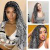 8 Packs Box Braids Crochet Braids Curly Ends 3X Box Braids 14 Inch Ombre Synthetic Crochet Hair Extensions (14 Inch, 1B/Silver)