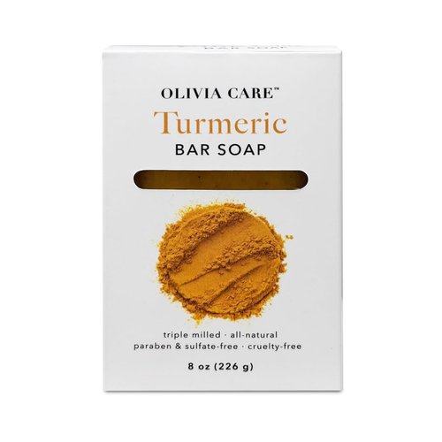 Olivia Care Turmeric Bar Soap -Natural, Vegan & Organic - For Face & Body Exfoliate, Hydrate, Moisturize & Deep Clean - Triple-Milled - Infused with Antioxidants - 8 OZ