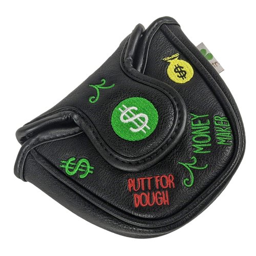 Foretra Putt for Dough - Money Maker Black Golf Putter Headcover Quality PU Leather Magnetic Closure for Mallet Style Putters
