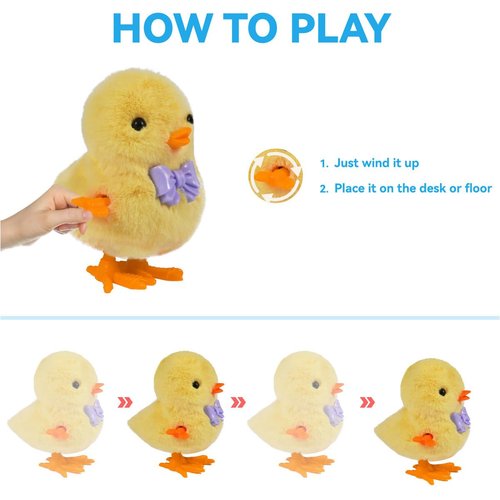 Arcimatto Wind Up Chicken Toy, 3 Pcs Jumping Chick Gag Toys Cute Plush Hopping Chicks Novelty Spring Windup Toys for Kids Toddler Adult Easter Egg Party Favors Christmas Goody Bag Fillers Gifts