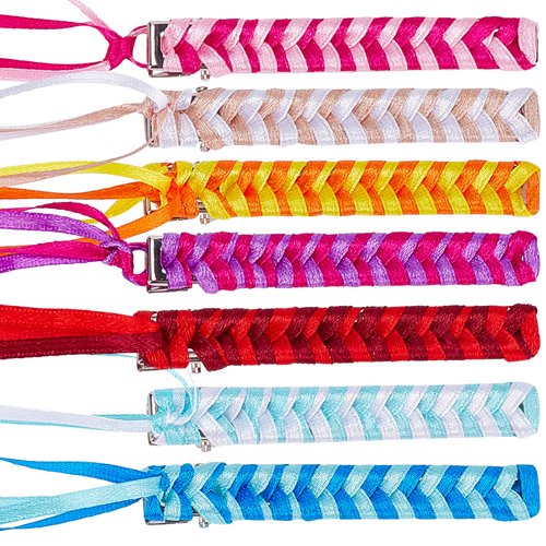 FREEBLOSS 8 Set Braided Rainbow Ribbon Hair Barrettes DIY Hair Clips Kit Retro Ribbon Barrettes Making Kit Ribbon Hair Accessories for Girls, Instructions Included